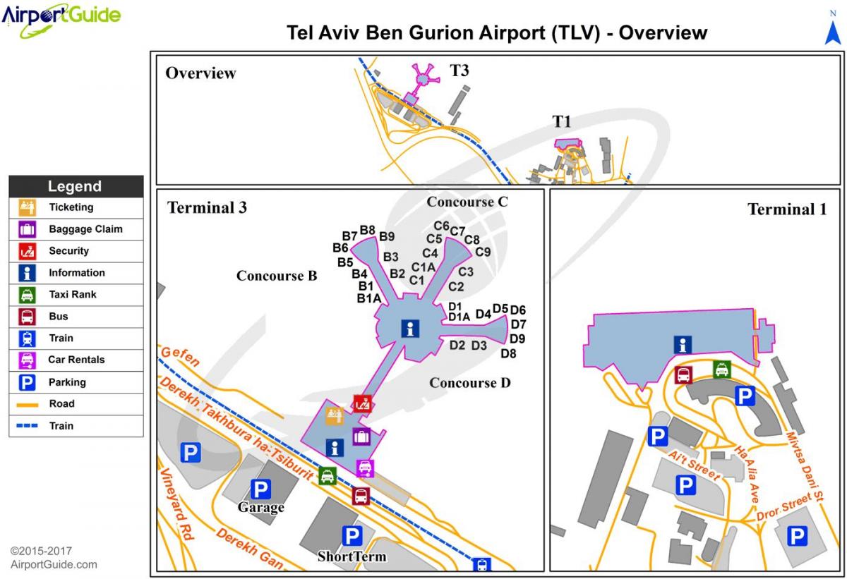 ben gurion havaalanı terminal 3 harita