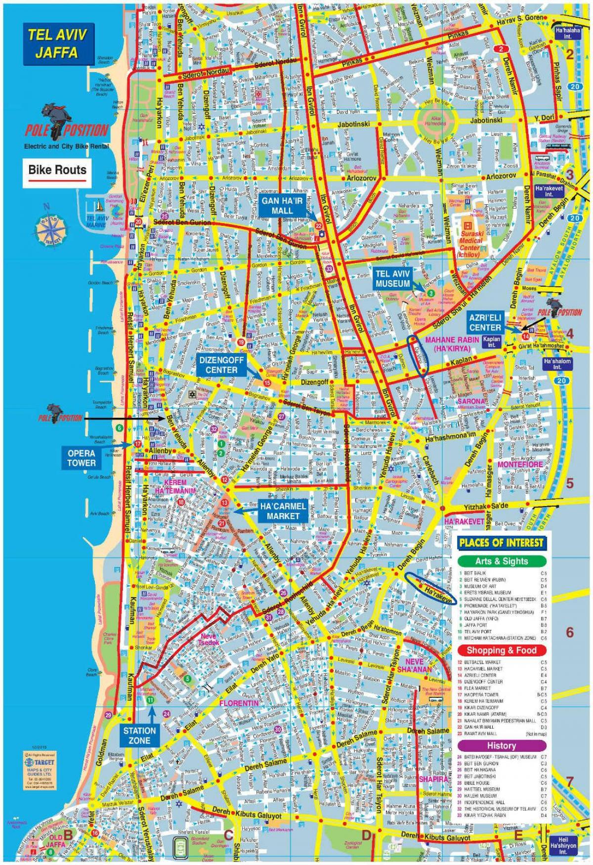 Tel Aviv bisiklet haritası 