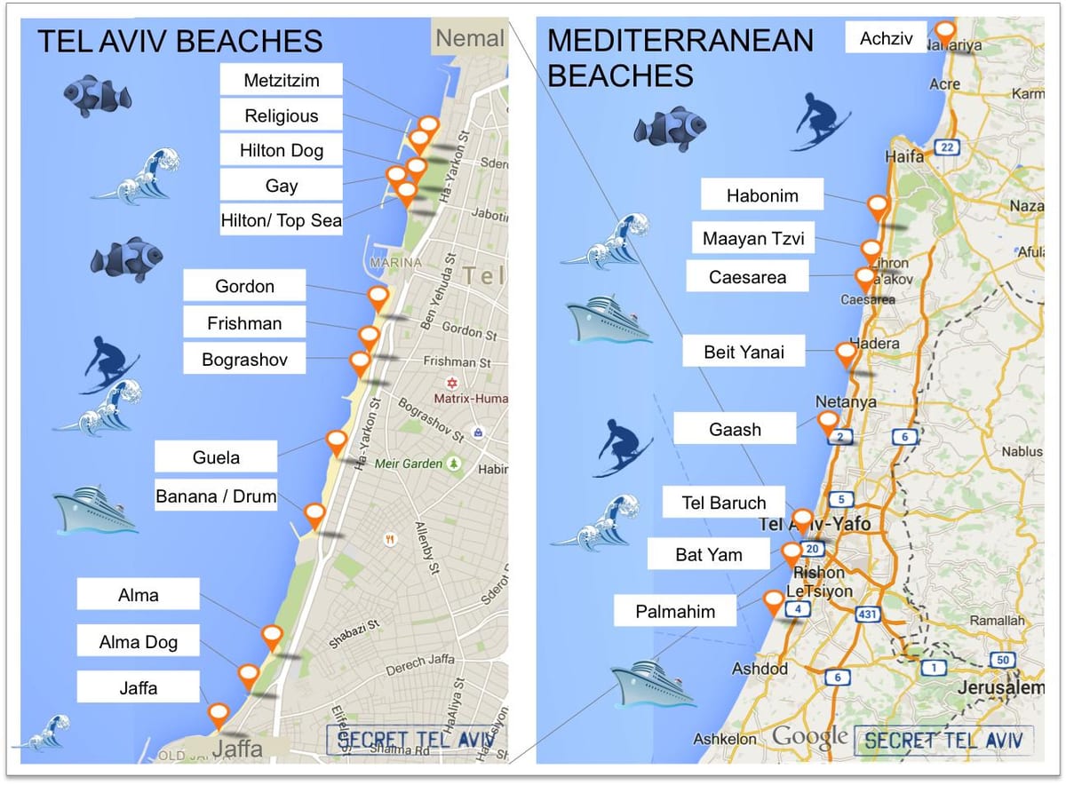 Tel Aviv plajları göster